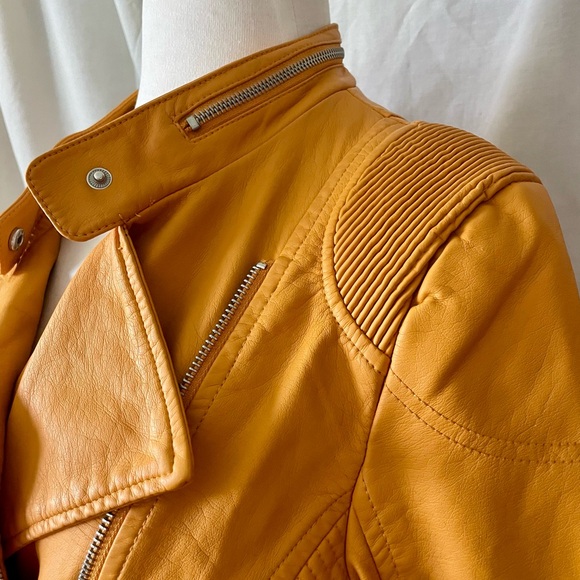 Women's Goldenrod Yellow Biker Jacket S - Picture 4 of 11
